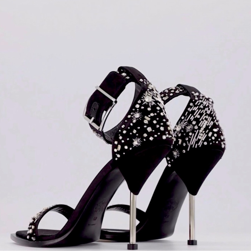Alexander McQueen Punk Comet Crystal Sandal Heels- Black, Like New - Picture 6 of 7